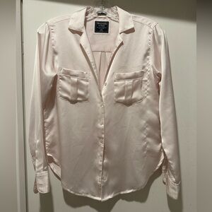 Abercrombie & Fitch Soft Beige Satin Shirt Size XXS